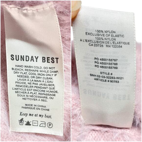 ARITZIA SUNDAY BEST Kitten Sweater in Blush Pink Sz S Furry Soft Eyelash Fringe - Picture 8 of 8